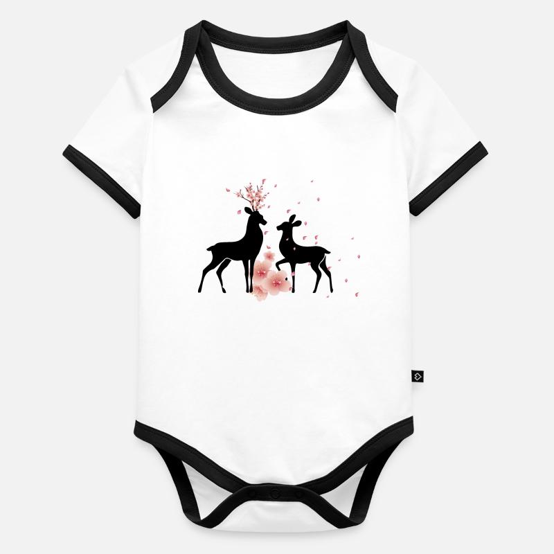 Cerf Amour Design I Body Bébé bio contrasté manches courtes