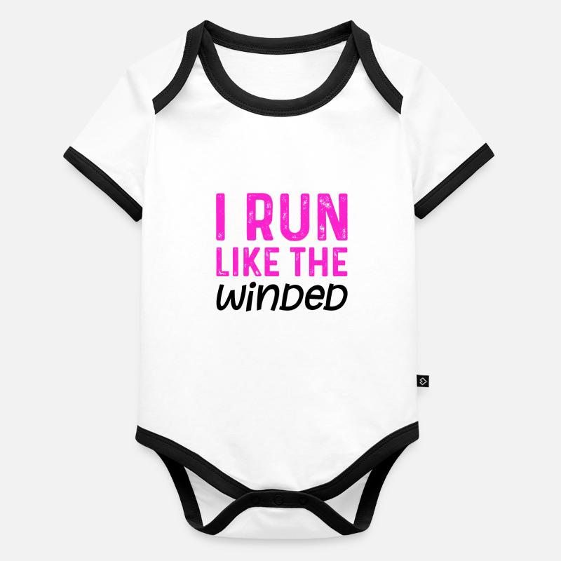 Drôle de course Citation Lutte Courir Coureur Venté Body Bébé bio contrasté manches courtes