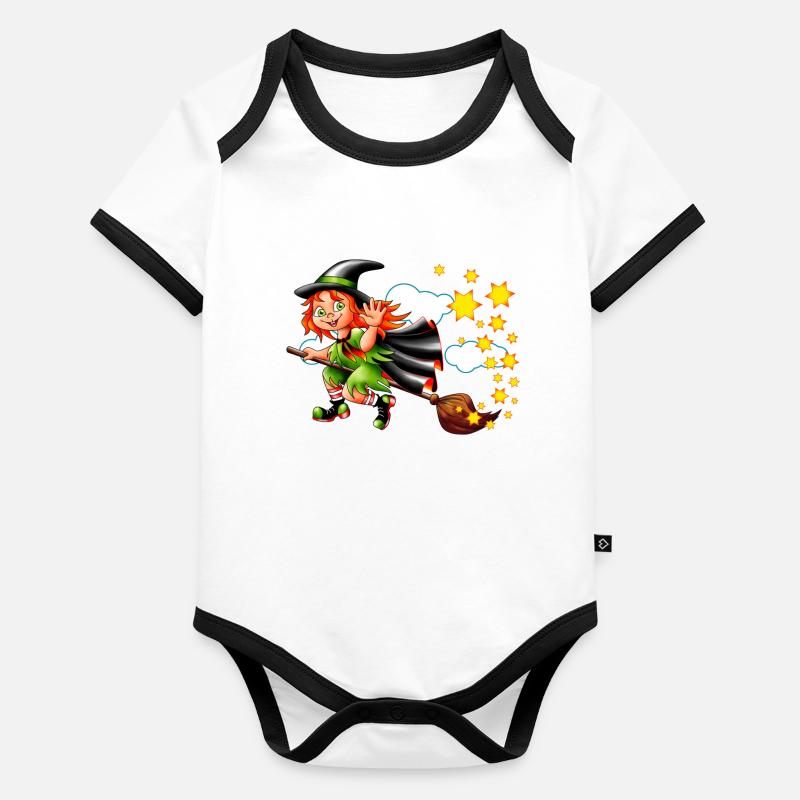 Kleine Hexe Baby Bio-Kurzarm-Kontrastbody