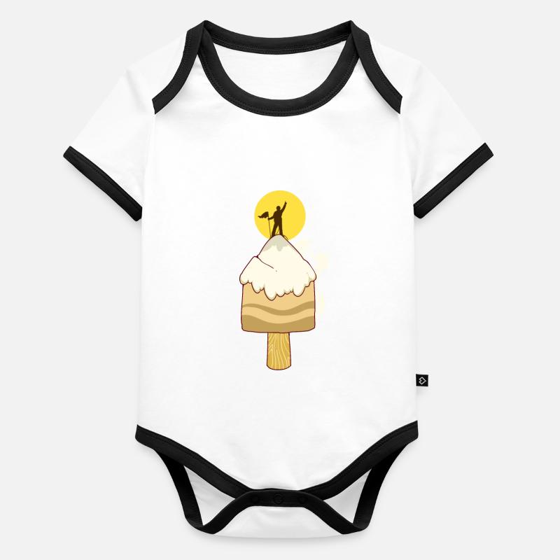 Eiscreme Eis Berg Bergsteiger Klettern Kletterer Baby Bio-Kurzarm-Kontrastbody