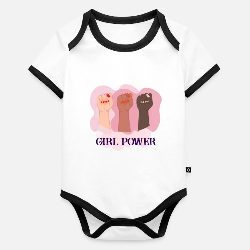 Frauenpower Baby Bio-Kurzarm-Kontrastbody