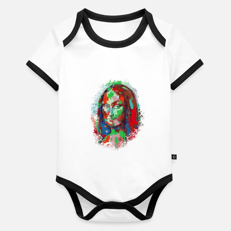 Poppy Mona Lisa design Leonardo da Vinci Body Bébé bio contrasté manches courtes