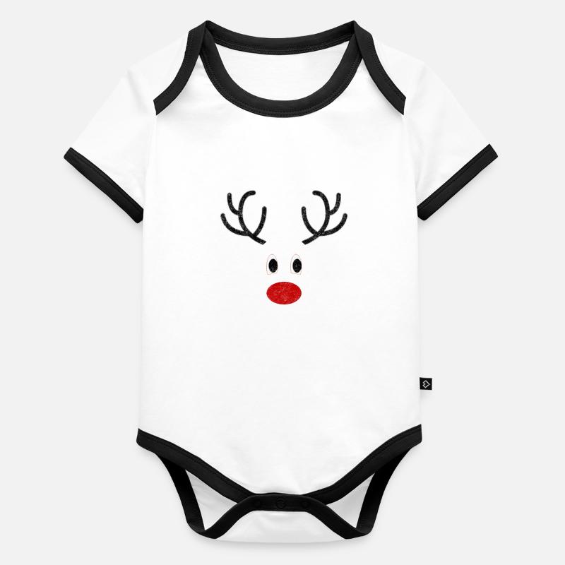 Cute Reindeer Face Organic Baby Contrasting Bodysuit