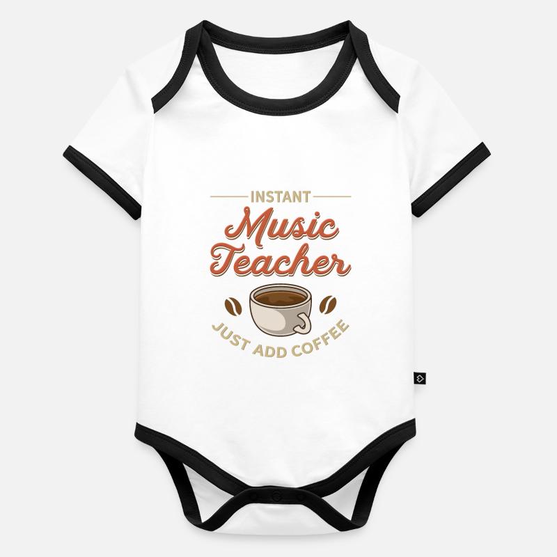 Professeur de musique cool et conception de grains de café Body Bébé bio contrasté manches courtes