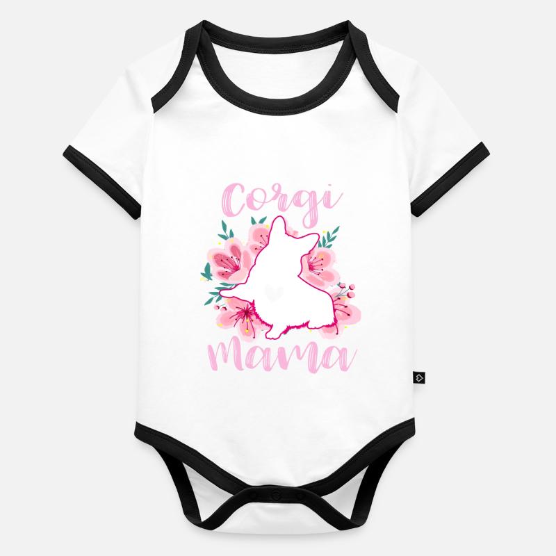 Corgi Mama Baby Bio-Kurzarm-Kontrastbody