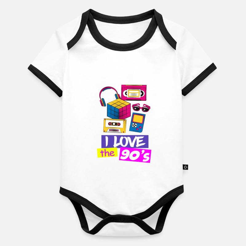80s 90s 80s 90s Body Bébé bio contrasté manches courtes
