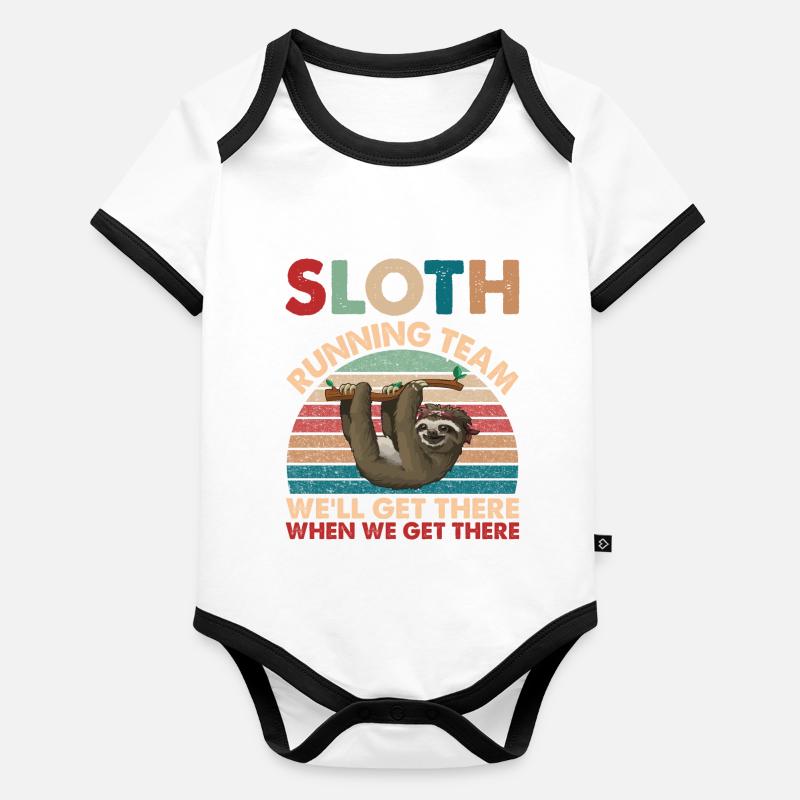Sloth running Team Body Bébé bio contrasté manches courtes