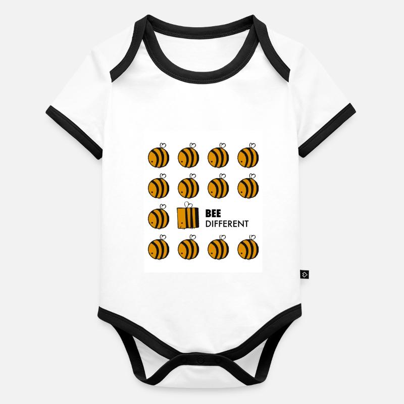 Abeille jeu de mots différent Body Bébé bio contrasté manches courtes