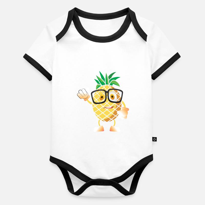 Ananas Body Bébé bio contrasté manches courtes