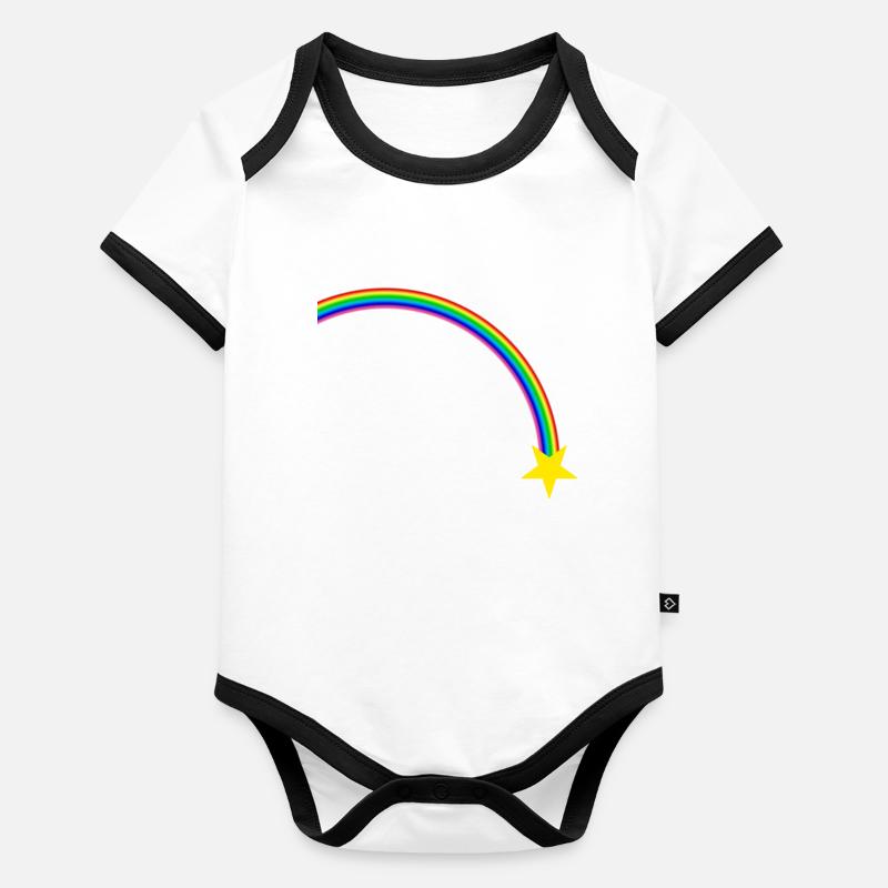 Arc-en-ciel Body Bébé bio contrasté manches courtes