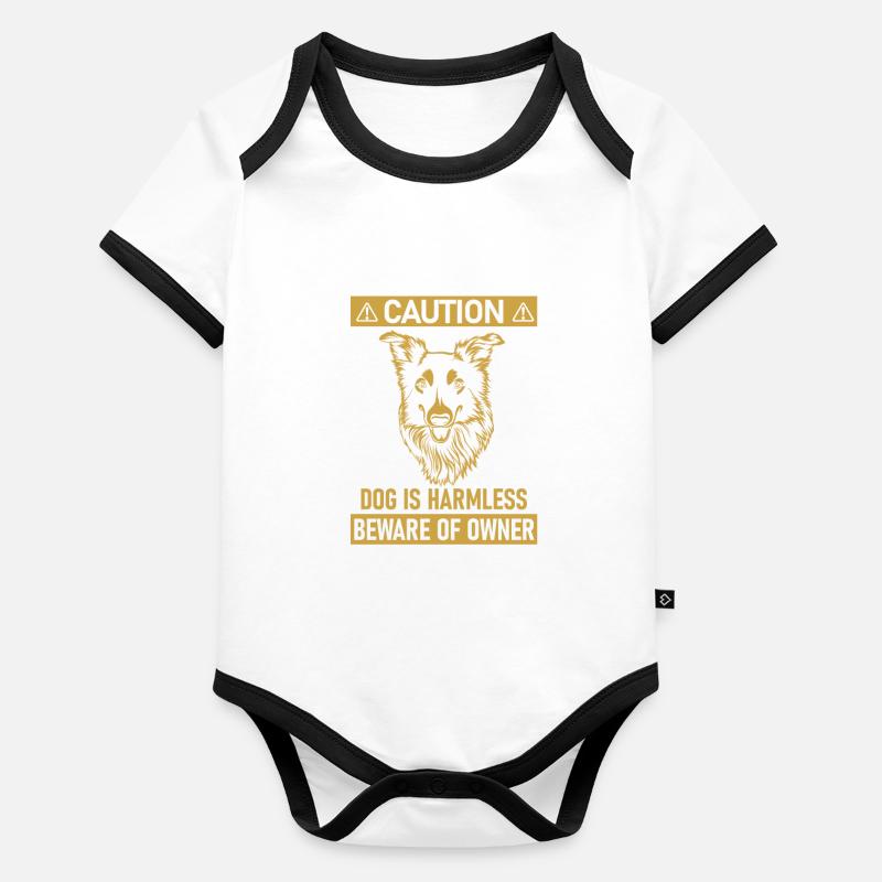 Border Collie Body Bébé bio contrasté manches courtes