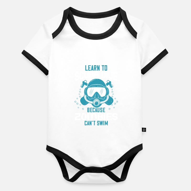 Diving Tshirt Design learn to scuba dive because Body Bébé bio contrasté manches courtes