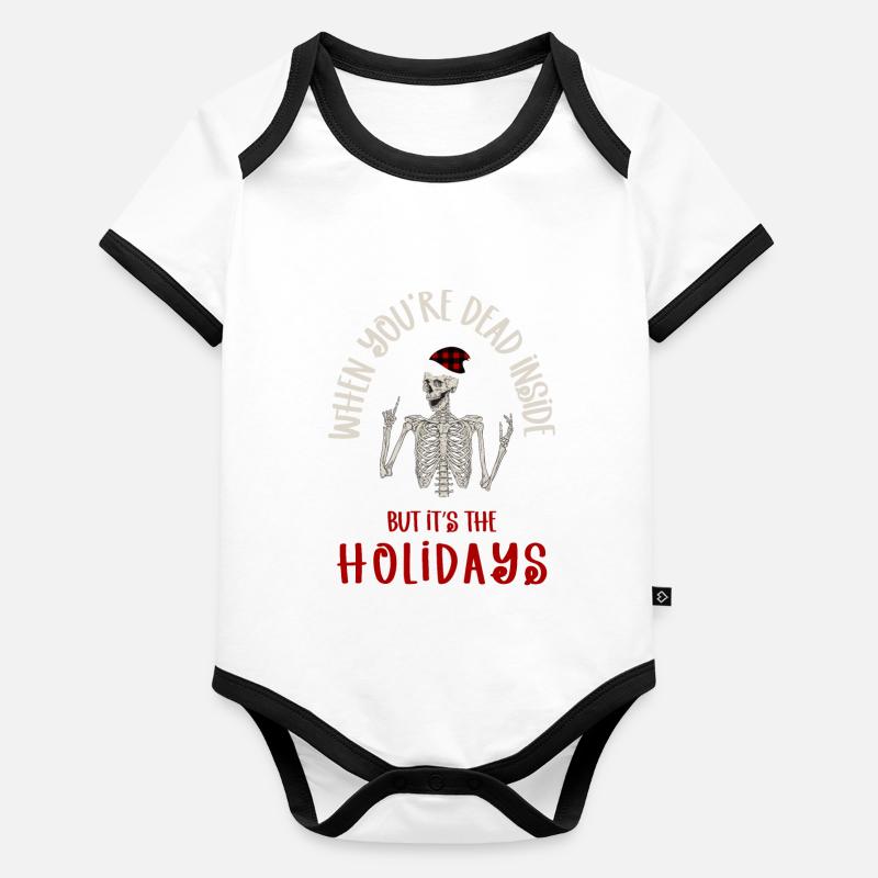 Funny Christmas Skeleton Art / Sarcastic Dead Organic Baby Contrasting Bodysuit