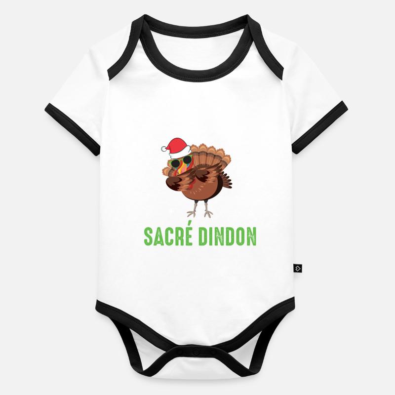 Sacré dindon dinde de noel dab chapeau et lunette Body Bébé bio contrasté manches courtes