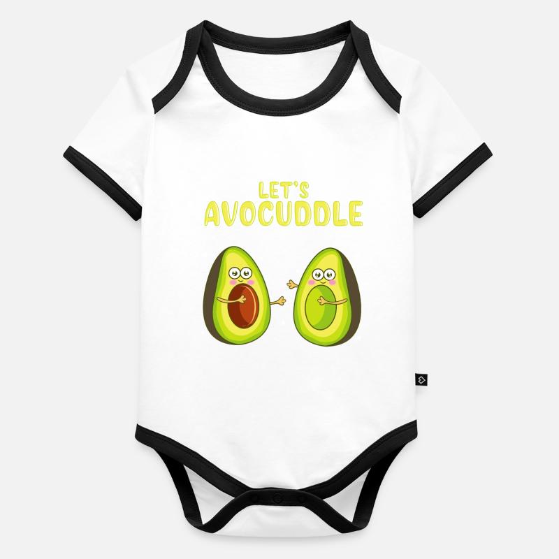 Funny Let's Avocuddle Cute Avocado Cuddling Pun Organic Baby Contrasting Bodysuit