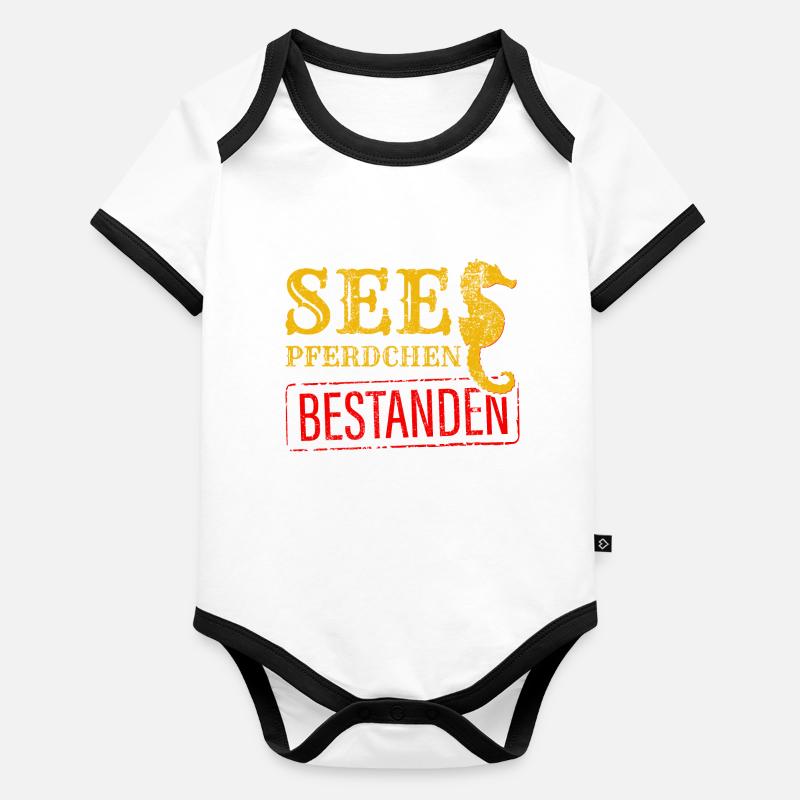 Schwimmabzeichen Seepferdchen Geschenk - Baby Bio-Kurzarm-Kontrastbody - undefined