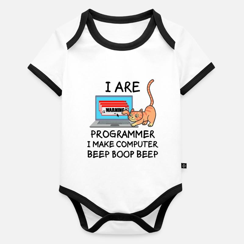 Informatique Fun sort programmeur chat cadeau Body Bébé bio contrasté manches courtes