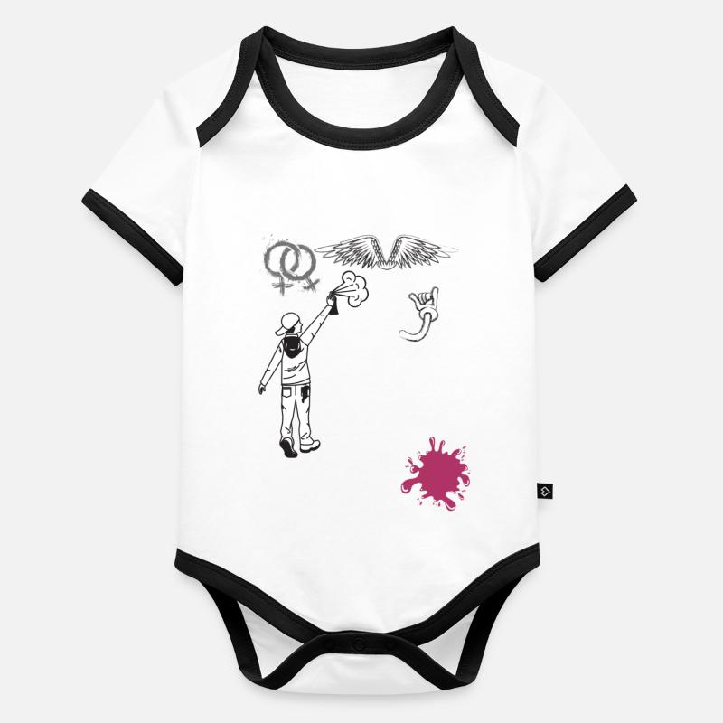 graffitis de rue Body Bébé bio contrasté manches courtes