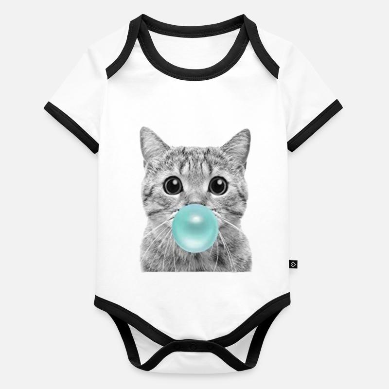 coole Katze Baby Bio-Kurzarm-Kontrastbody