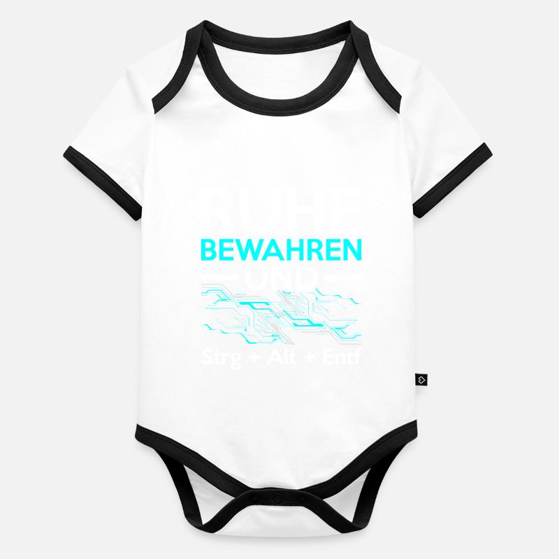 Keep Calm and Ctrl + Alt + Del Tech Support Tech Baby Bio-Kurzarm-Kontrastbody