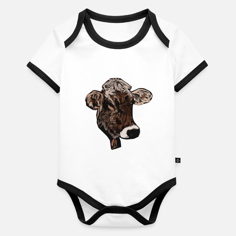 Motif de vache Body Bébé bio contrasté manches courtes