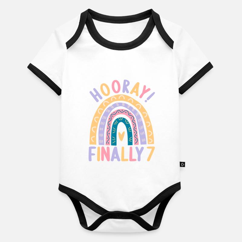 7 ans Rainbow Rainbow 7ème anniversaire Body Bébé bio contrasté manches courtes