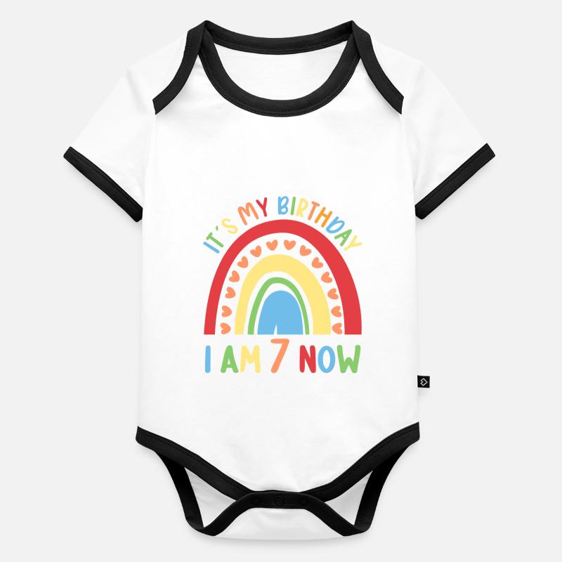7 ans Rainbow Rainbow 7ème anniversaire Body Bébé bio contrasté manches courtes
