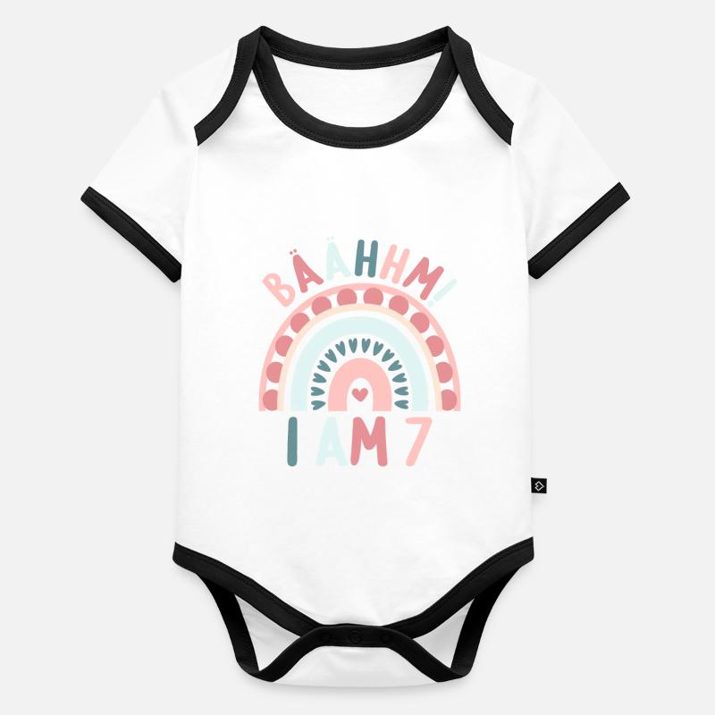 7 ans Rainbow Rainbow 7ème anniversaire Body Bébé bio contrasté manches courtes