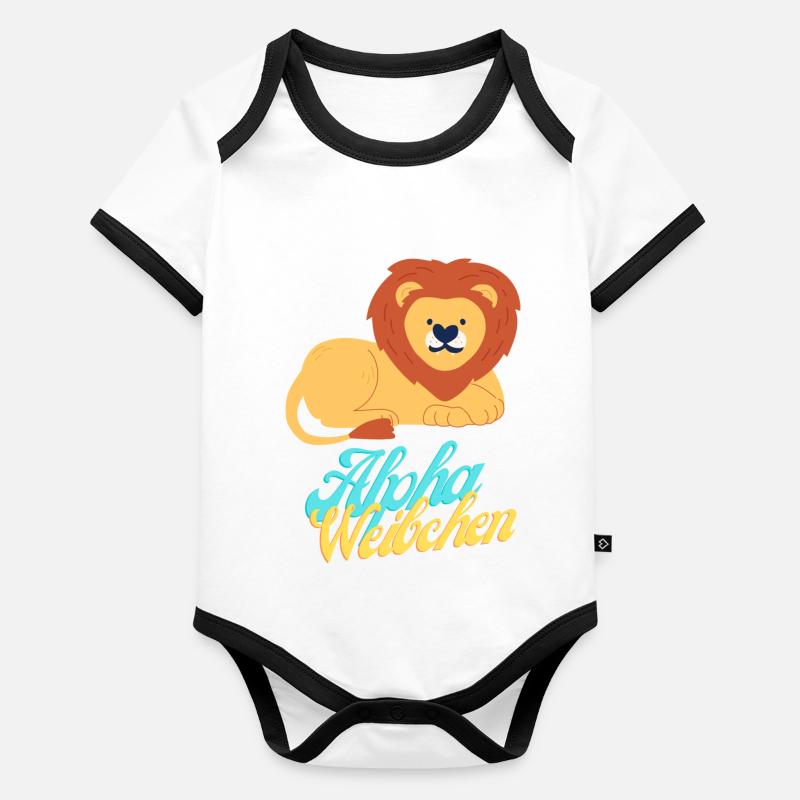 Weiblicher Alphalöwe Baby Bio-Kurzarm-Kontrastbody