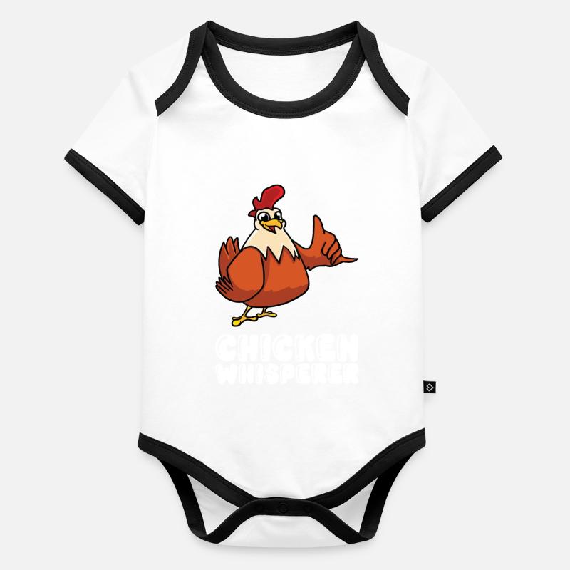 Chuchoteur de poulet Body Bébé bio contrasté manches courtes