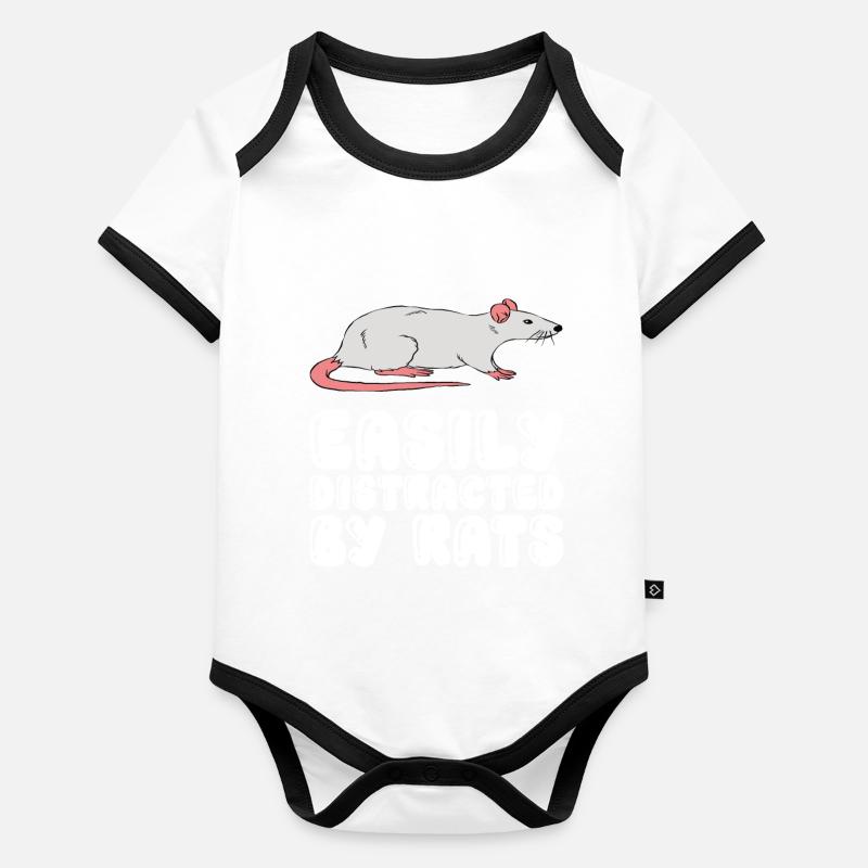 Easily distracted by rats Organic Baby Contrasting Bodysuit