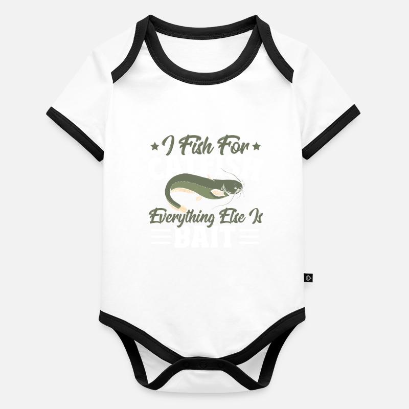 Je pêche le poisson-chat Tout le reste est un appât Body Bébé bio contrasté manches courtes