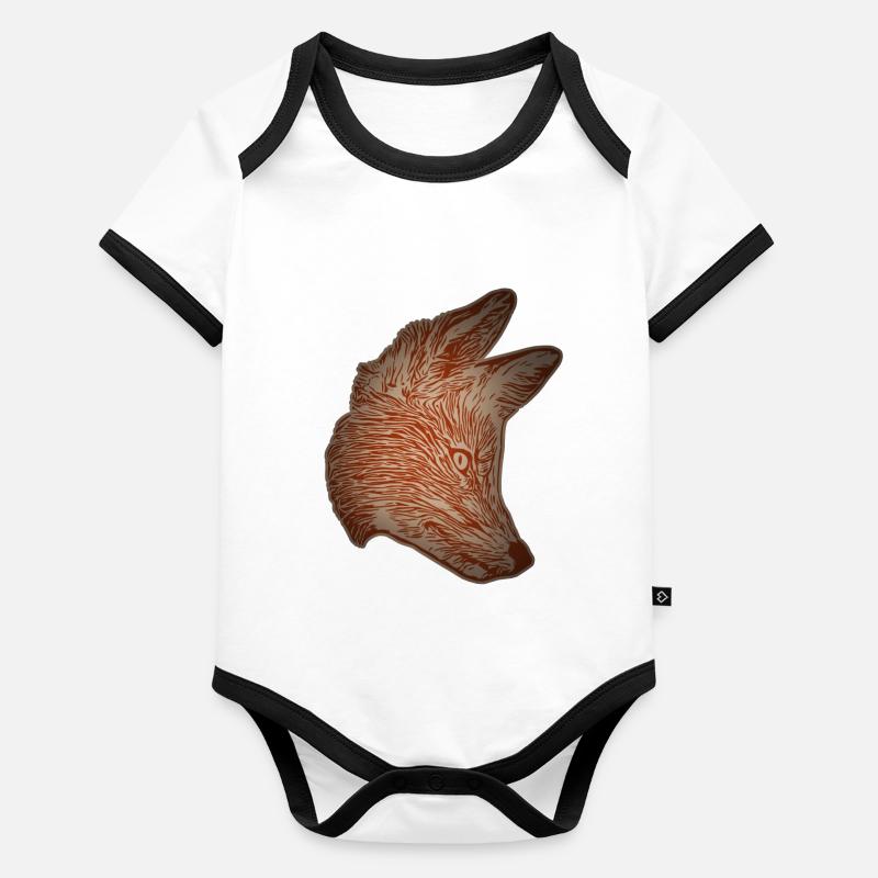 Fuchs Waldtier Design mit Tierkopf Baby Bio-Kurzarm-Kontrastbody