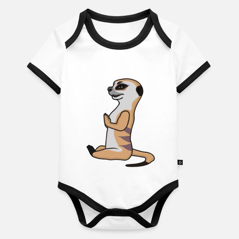 Erdmännchen Yoga Vektor Lustig Geschenkidee Baby Bio-Kurzarm-Kontrastbody