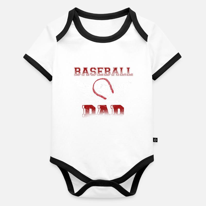 Père du baseball Body Bébé bio contrasté manches courtes