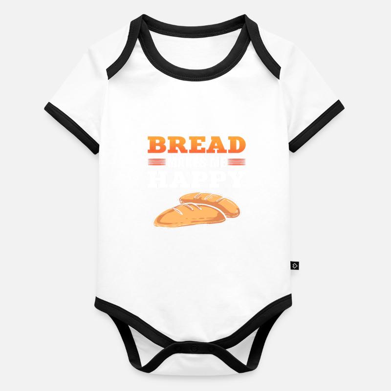 Bread Bakes Me Happy Bread Making Baker Baby Bio-Kurzarm-Kontrastbody
