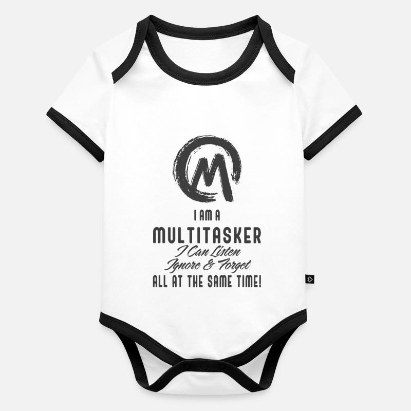 Je suis multitâche Body Bébé bio contrasté manches courtes