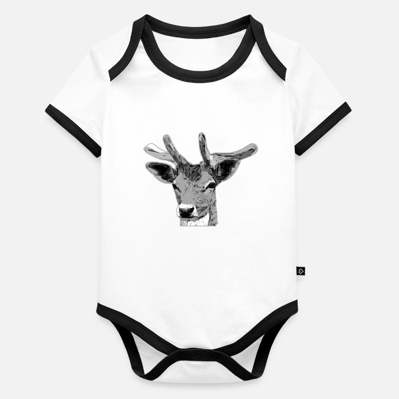 Hirsch Waldtier Design Baby Bio-Kurzarm-Kontrastbody
