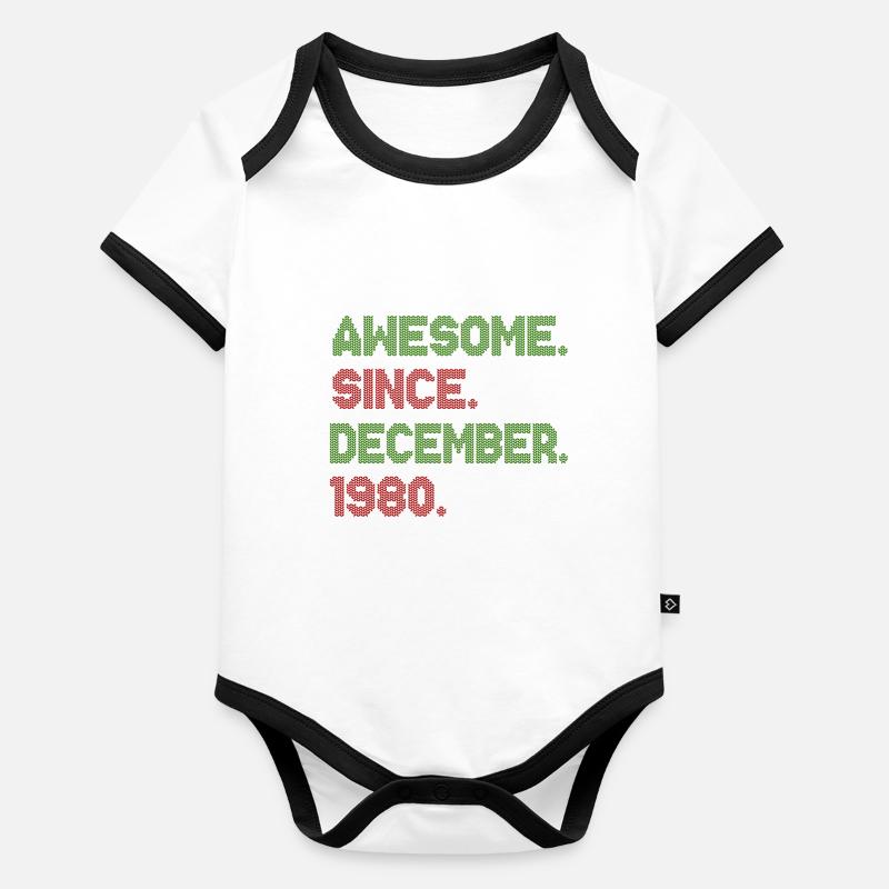 1980 Awesome Since December Christmas Ave Baby Bio-Kurzarm-Kontrastbody