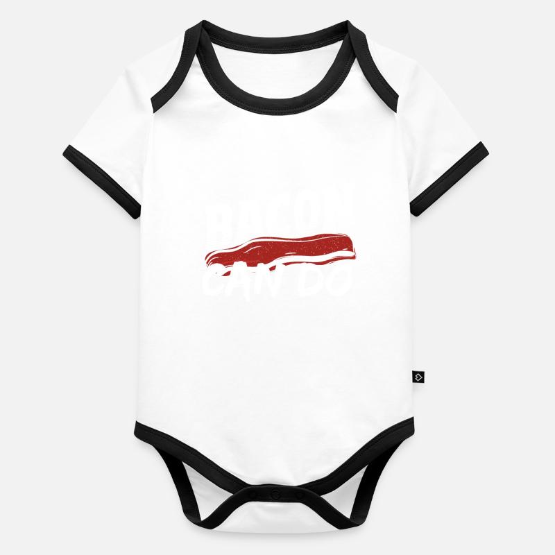 Speck Schinken Eier Schwein Baby Bio-Kurzarm-Kontrastbody