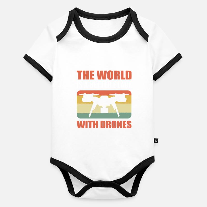 The World Is a Better Place With Drones RC Drone Organic Baby Contrasting Bodysuit