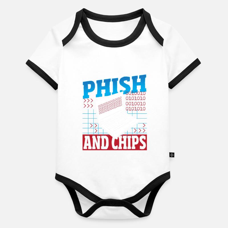 Phish and Chips Hacker Hacking Internet Network Body Bébé bio contrasté manches courtes