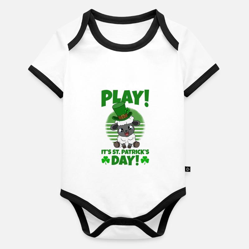 Sheep Shamrocks Saint Patrick's Day Organic Baby Contrasting Bodysuit