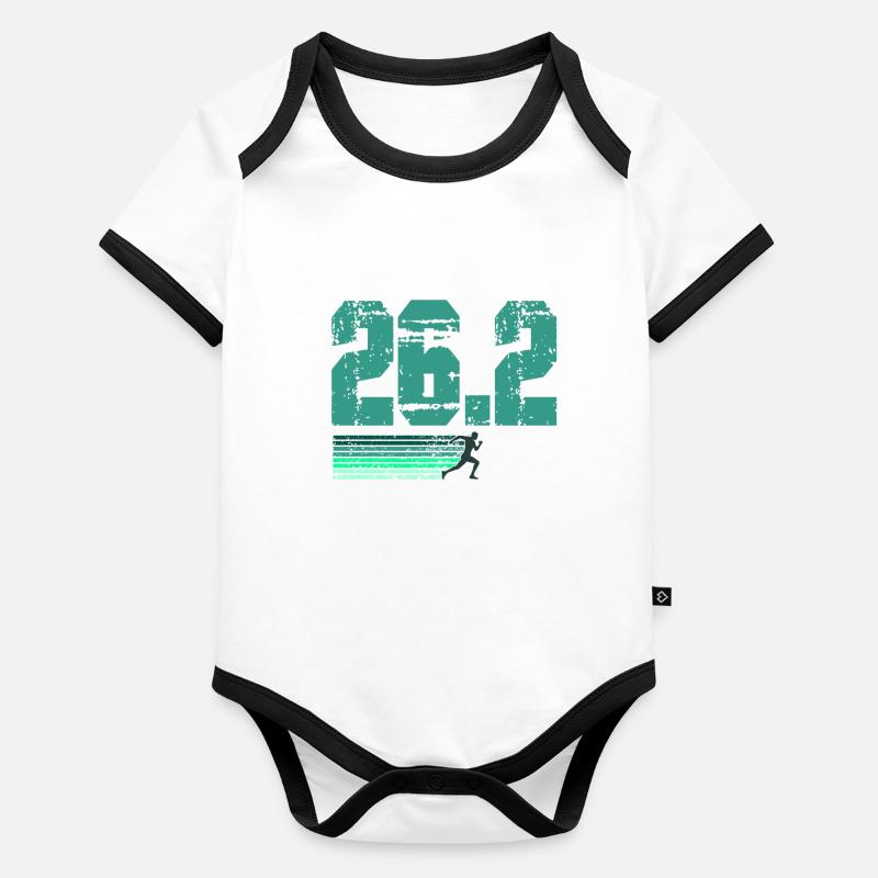 Courir le défi du marathon de 26,2 miles Body Bébé bio contrasté manches courtes