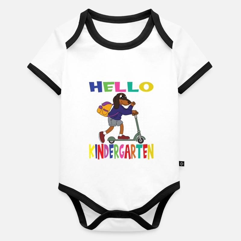 Hello Kindergarten Dog With Scooter Organic Baby Contrasting Bodysuit