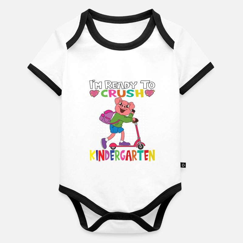 I'm Ready To Crush Kindergarten Pig With Scooter Baby Bio-Kurzarm-Kontrastbody