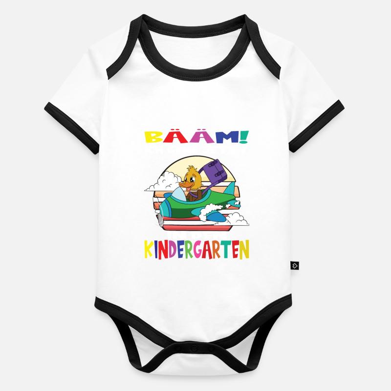 Kindergartenkind Hallo Kindergarten Ich Komme Baby Bio-Kurzarm-Kontrastbody