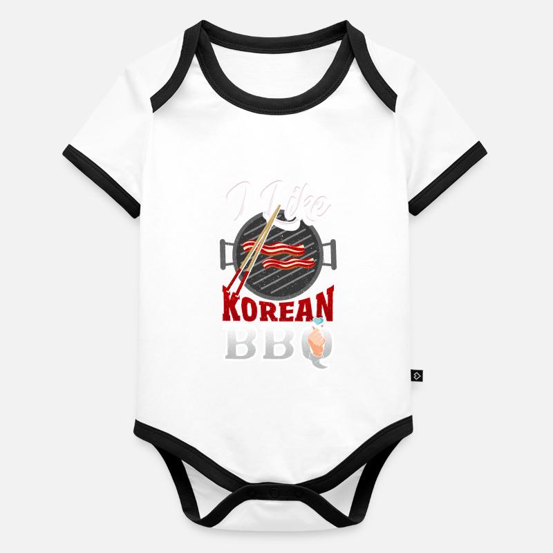 Koreanisches BBQ Barbeque Asiatisch Baby Bio-Kurzarm-Kontrastbody