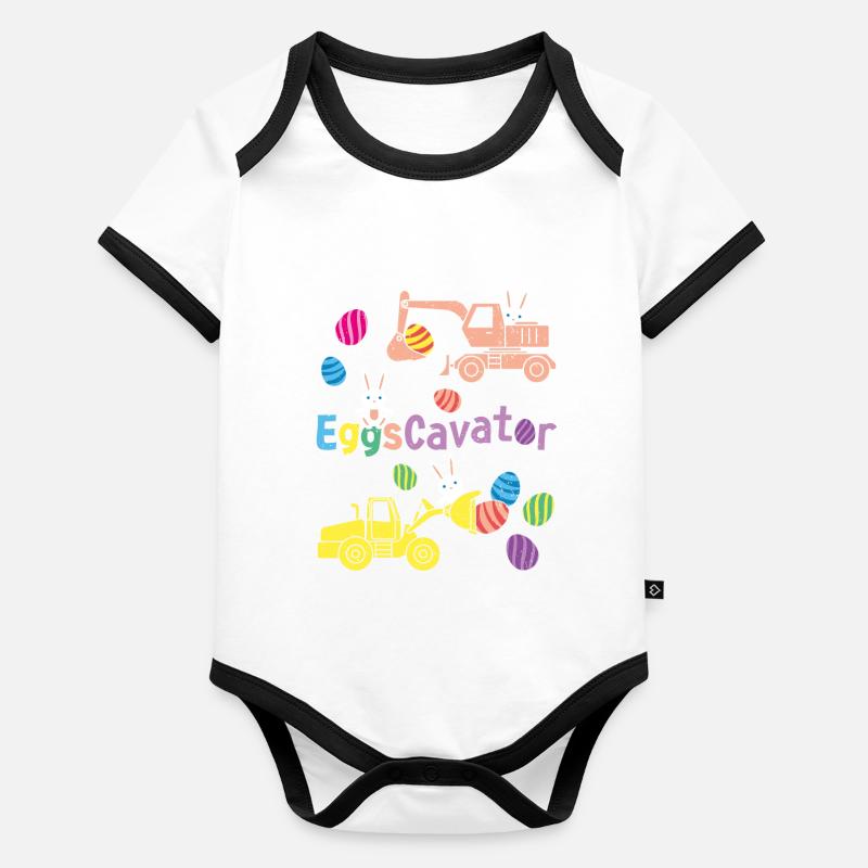 Pâques Pour les garçons Tout-petits Oeufs Cavator Drôle Body Bébé bio contrasté manches courtes