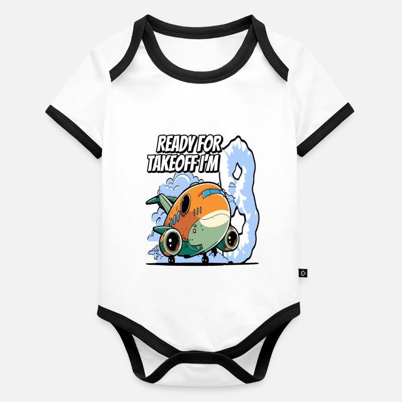 Ready for Takeoff I'm 8 - 8nd Birthday Boy Baby Bio-Kurzarm-Kontrastbody
